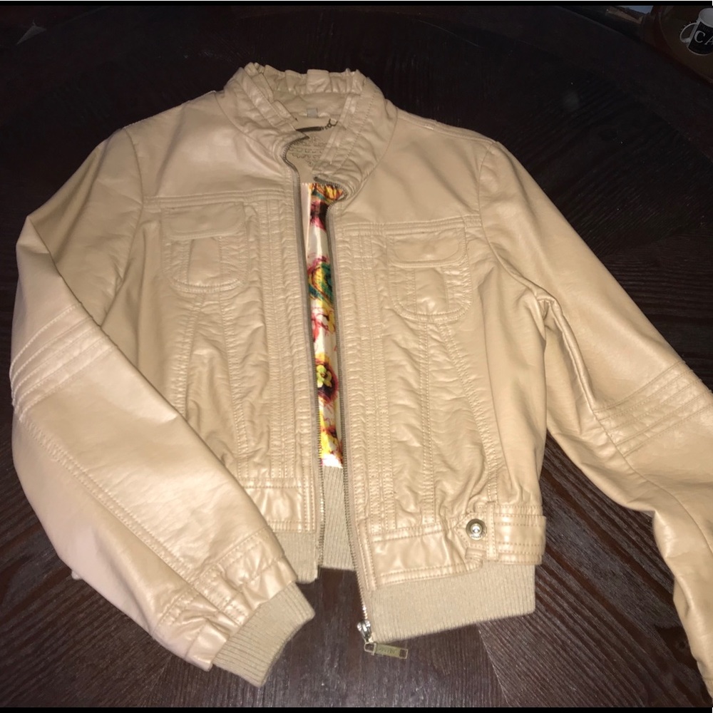 tan leather jacket
